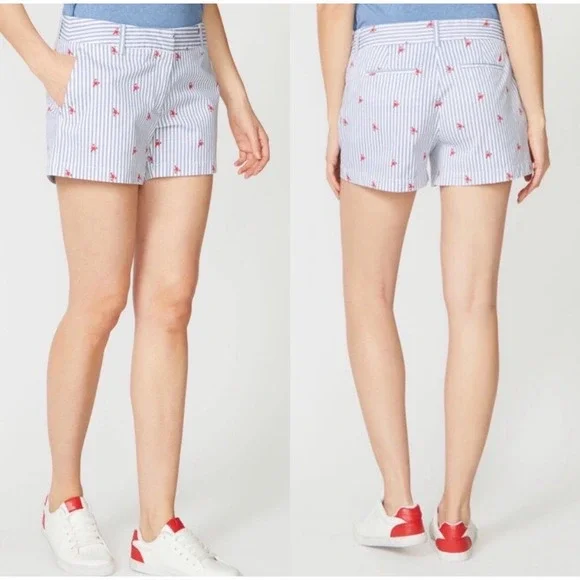 NWT Nautica Blue & White Striped Shorts W/ Lobsters Print Women's Size 14 - Picture 1 of 10